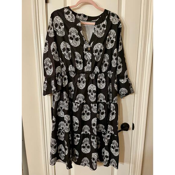 Halloween Skulls Tiered Dress - 3X - NWOT - Picture 3 of 7